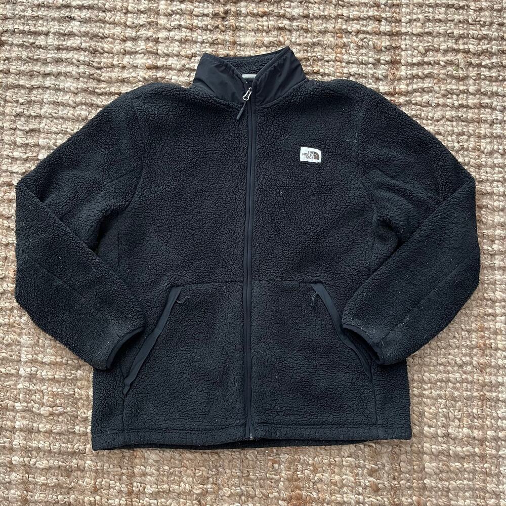 The North Face Campshire Full Zip Jacket Mens XL Black High Pile Sherpa Fleece